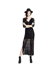 Sexy V-neck Elbow Length Sleeves General Print Lace Slit Bodycon Dress/Party Dress/Maxi Dress 