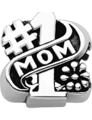 Persona Sterling Silver #1 Mom Charm fits Pandora, Troll & Chamilia European Charm Bracelets