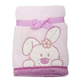 Couverture brodée en polaire pour bébé fille, motif lapin