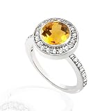 1.80 TCW GENUINE CITRINE & DIAMOND BEZEL RING 14K