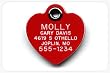 Pet ID Tag - Heart - Custom engraved cat and dog ID tags. Pet safety tag has reflective coating and is available in plastic, stainless steel and brass.
