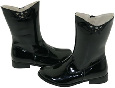 Little Girls Black Patent Cutout Sparkle Bow Round Toe Fashion Boot 11