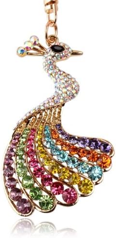 Cute Gift Bag Accessory Keychains Keyrings Rhinestones Peacock