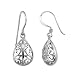 Sterling Silver Open Scroll Design Teardrop French Wire Earrings Sterling Silver Open Scroll Design Teardrop French Wire Earrings