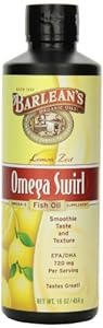 Barlean's Organic Oils Omega Swirl Fish Oil, Lemon Zest, 16-Ounce Bottle