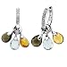 Sterling Silver Interchangeable Gemstone Dangle Diamond Hoop Earrings