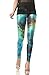 DQdq Women's Digital Printing Leggings Stretchy Tights Green Galaxy