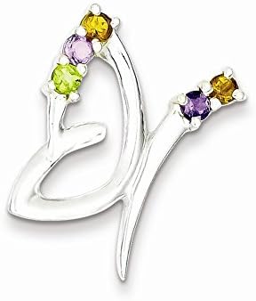 Sterling Silver Polished Amethyst Citrine Peridot Butterfly Pendant