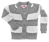 Pink Angel Gray & White Stripped Button-Down Girls Cardigan (5/6)
