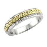 14k Two Tone Gold White and Yellow Diamond Wedding Band Ring Size 7 (G-H, SI-I, 0.56 carat)