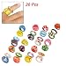 Rosallini Children 28 Pcs Plastic Flower Print Colored Finger Ring Toy