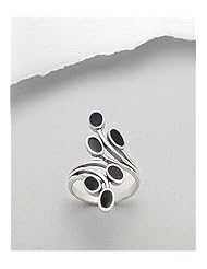 Black Resin Reconstructed stones Ring In 92.5 Sterling Silver