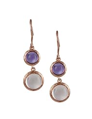 Pink Gold Flashed Sterling Silver Amethyst and Rose Quartz Drop Earrings