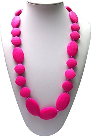 Baby Teething Silicone Necklace Best Teether That You Wear - Safe Soothing For Those Sore Gums (Violet Red)
