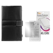 Premium Genuine Black Carrying Protector Leather Case + Clear Reusable LCD Screen Protector for Amazon Kindle DX 9.7" 9.7-inch Wireless Reading Device