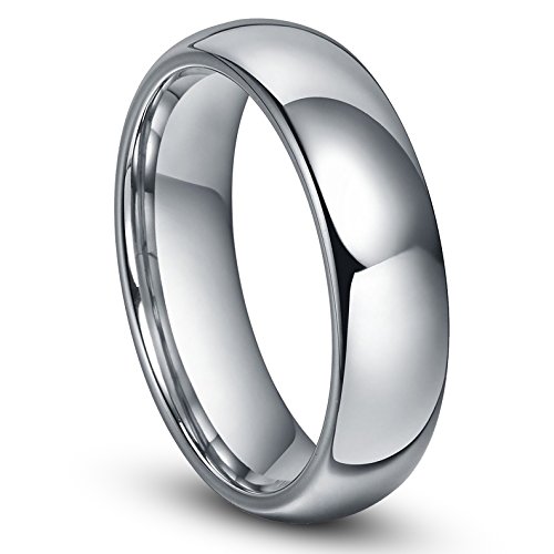 6MM Tungsten Carbide Men's Plain Dome Polished Wedding Band Ring Size 4-16