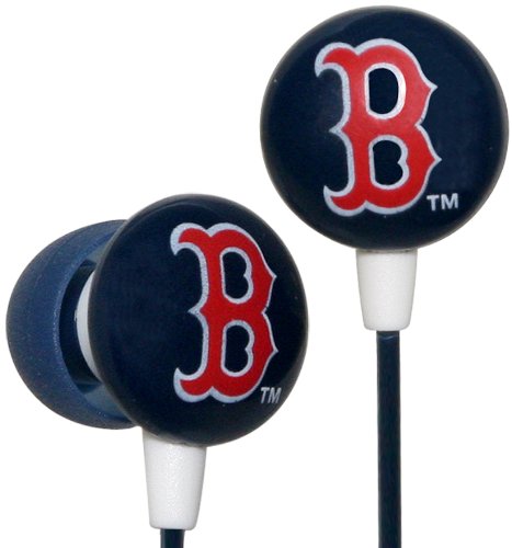 iHip MLF10169BS MLB Boston Red Sox Printed Ear Buds, Blue/Red