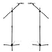 Universal Adjustable Tripod Microphone Stand - Pair of Heavy Duty Lightweight Professional Compact Extendable Stage Studio Floor Standing Boom Mic Holder w/ Carry Bag, 5/8