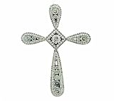 Vintage 0.25ct Diamond and Beaded Edge Cross Pendant