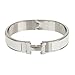 Xinhongbo Women's Stylish 316l Stainless Steel Anti-allergic H-shaped Buckle Bracelet Bangle - Silver + White