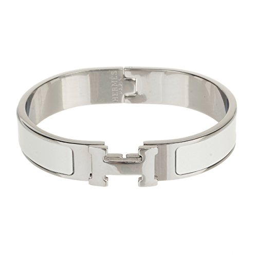 Xinhongbo Women's Stylish 316l Stainless Steel Anti-allergic H-shaped Buckle Bracelet Bangle - Silver + White