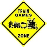 TRAIN GAMES ZONE sign * street caution CUTE