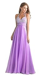 Beaded Crystal Chiffon/Silk Halter Evening Dress/Prom Dress 