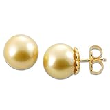 South Sea Golden Pearl Earrings in 14K Yellow Gold