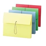 Smead 77251 School Wallet w/Elastic Cord, 2 Expansion, 11-3/4x9-1/2, Asst. Colors, 50/bx