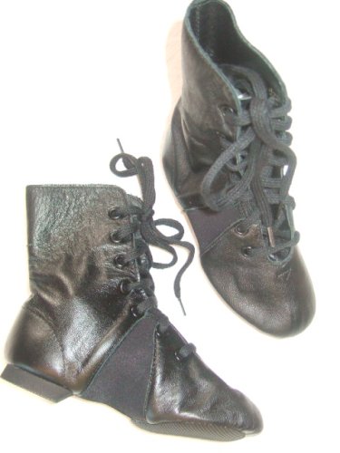 Buy Child's Black Capezio Premium Leather Split-Sole Jazz Tie Boots - Size 2M by Capezio