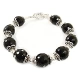 Handmade Agate And Onyx Bracelet With Silver Detail