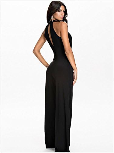 Clothesforu Women Style Casual Long High Neck Flared Trouser Suspenders Jumpsuit