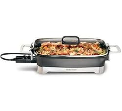 NewHamiltonBeachPremiereCookwareElectricSkilletNonstickInsideAndOutDie-CastAluminumPan
