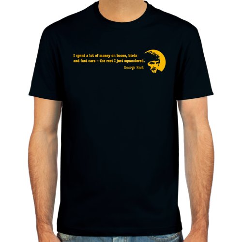 T-Shirt George Best ::: Farbauswahl: schwarz, oliv oder navy ::: Größen: S-XL ::: Fußball-Kult