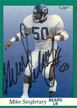 Mike Singletary Autographed/Hand Signed Football Card (Chicago Bears) 1991 Fleer #225