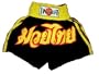 Muay Thai Shorts - Black with Mustard Yellow (Small)