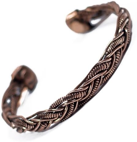 New Unisex Braided Copper Healing Pain Relief Cuff Magnetic Bracelet Jewelry
