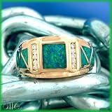  : 14K MENS AUSTRALIAN OPAL DIAMOND RING