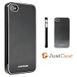 JustCase Metallic iPhone 4 4S Case for AT&T Sprint Verizon phones (Black) - Final Sale, Discontinued