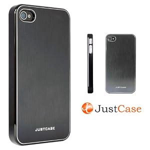 JustCase Metallic iPhone 4 4S Case for AT&T Sprint Verizon phones (Black) – Final Sale, Discontinued