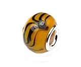 Orange Tiger Stripe Murano Glass European Bead