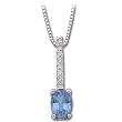 14K White Gold London Blue Topaz and Diamond Necklace