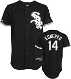 MLB Men's Chicago White Sox Paul Konerko Black Alternate Short Sleeve 6 Button Synthetic Replica Baseball Jersey  (Black, Large)