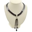 Handmade Black Hematite Lariat Pendant Necklace With Silver Beads - Multistrand