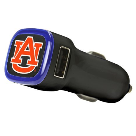 NCAA Auburn Tigers USB Car Charger, Black, 3.1 mAh