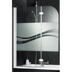 Schulte D3353 04 97 Badewannenfaltwand 2-teilig, H 140 x B 112 cm, Echtglas Dekor Liane, alpinwei�