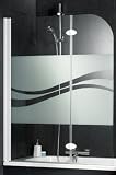 Schulte D3353 04 97 Badewannenfaltwand 2-teilig, H 140 x B 112 cm, Echtglas Dekor Liane, alpinwei�