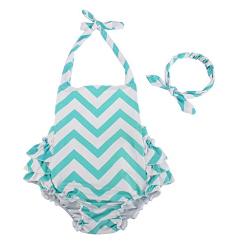 Wave Cotton Floral Ruffles Baby Girl Costumes Rompers Dress With Headband