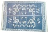Patio Mats 002 6 x 9 Blue Floral Pattern Reversible Patio Mat