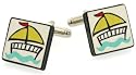 Handmade ceramic Sailboat/Yacht boat cufflinks